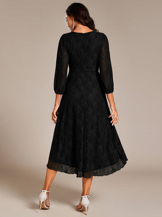 Exquisite Long Lantern Sleeves Regular Fold Stream Lotus Leaf Hem Wedding Guest Dresses with Jacquard Decoration