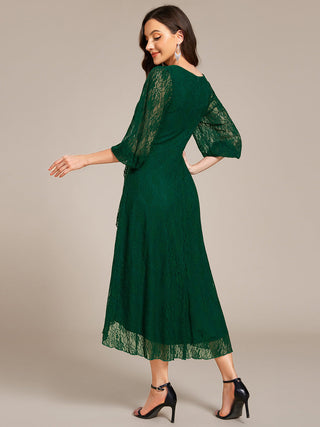 Exquisite Long Lantern Sleeves Regular Fold Stream Lotus Leaf Hem Wedding Guest Dresses with Jacquard Decoration