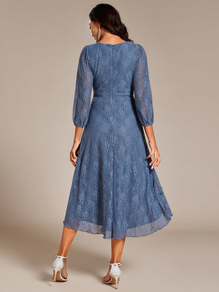 Exquisite Long Lantern Sleeves Regular Fold Stream Lotus Leaf Hem Wedding Guest Dresses with Jacquard Decoration