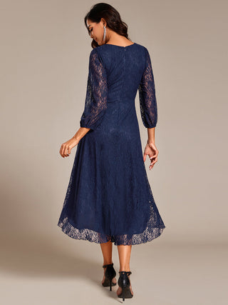 Exquisite Long Lantern Sleeves Regular Fold Stream Lotus Leaf Hem Wedding Guest Dresses with Jacquard Decoration