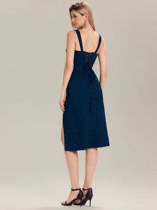 Versatile Off-Shoulder High-Stretch Fitted Midi Dress with Thigh-High Slit Gown