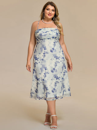 Sleeveless High Stretch A-Line Cowl Neck Midi Wedding Guest Dresses