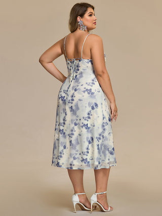 Sleeveless High Stretch A-Line Cowl Neck Midi Wedding Guest Dresses