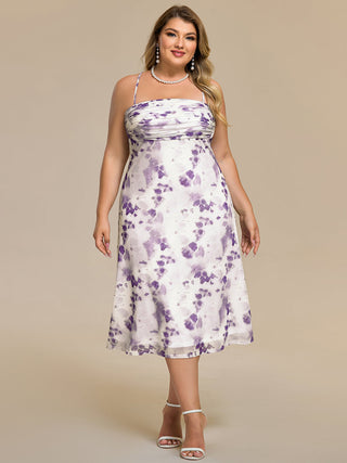Sleeveless High Stretch A-Line Cowl Neck Midi Wedding Guest Dresses