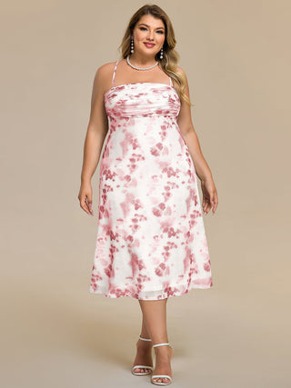 Sleeveless High Stretch A-Line Cowl Neck Midi Wedding Guest Dresses