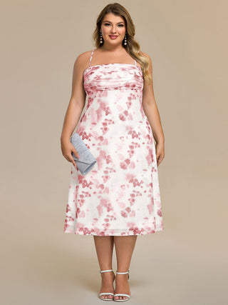 Sleeveless High Stretch A-Line Cowl Neck Midi Wedding Guest Dresses