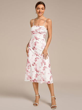 Sleeveless High Stretch A-Line Cowl Neck Midi Wedding Guest Dresses