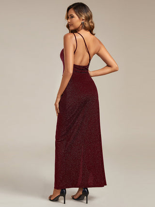 Sleeveless Asymmetrical High Stretch Maxi Dress with Ruffles Wedding Guest Dresses