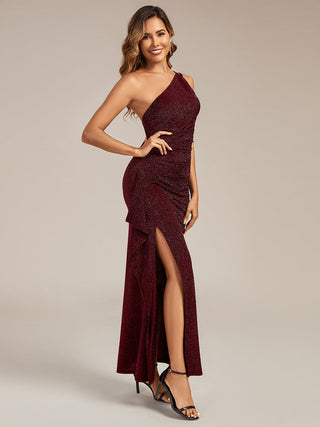 Sleeveless Asymmetrical High Stretch Maxi Dress with Ruffles Wedding Guest Dresses