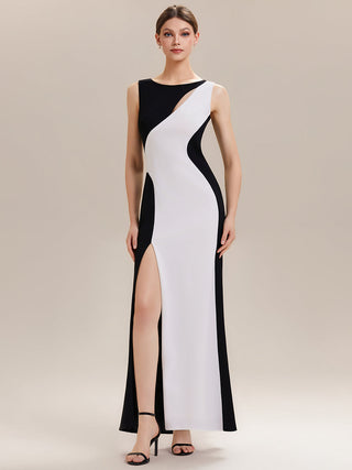 Commercial Strapless High Stretch Bodycon Round Neck Maxi Wedding Guest Dress