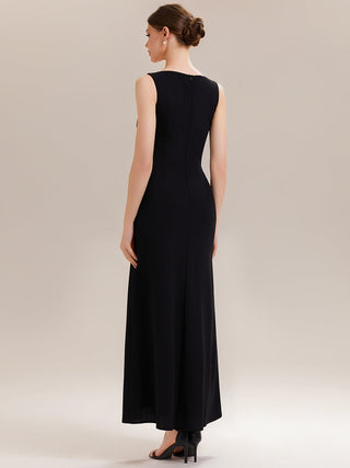 Commercial Strapless High Stretch Bodycon Round Neck Maxi Wedding Guest Dress