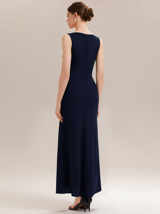 Commercial Strapless High Stretch Bodycon Round Neck Maxi Wedding Guest Dress