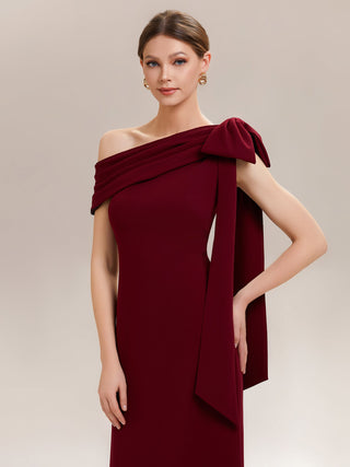 Asymmetrical Sleeveless High Stretch Sheath Floor Length Wedding Guest Dress