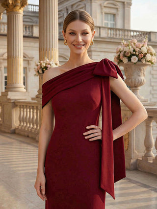 Asymmetrical Sleeveless High Stretch Sheath Floor Length Wedding Guest Dress