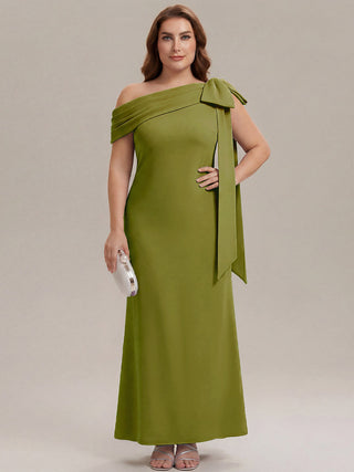 Asymmetrical Sleeveless High Stretch Sheath Floor Length Wedding Guest Dress