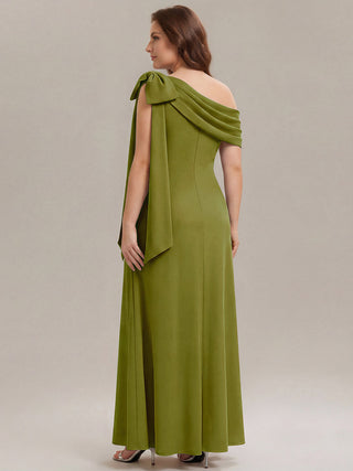 Asymmetrical Sleeveless High Stretch Sheath Floor Length Wedding Guest Dress