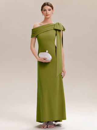 Asymmetrical Sleeveless High Stretch Sheath Floor Length Wedding Guest Dress