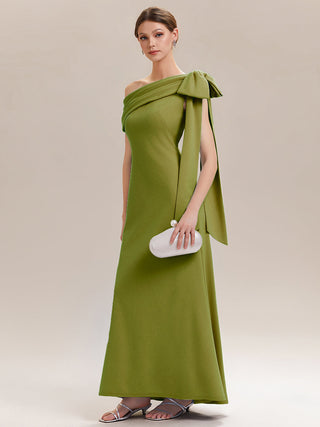 Asymmetrical Sleeveless High Stretch Sheath Floor Length Wedding Guest Dress