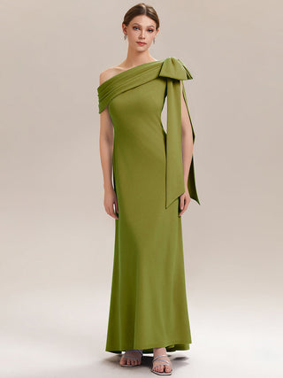 Asymmetrical Sleeveless High Stretch Sheath Floor Length Wedding Guest Dress