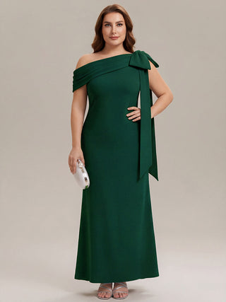 Asymmetrical Sleeveless High Stretch Sheath Floor Length Wedding Guest Dress