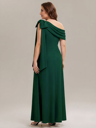 Asymmetrical Sleeveless High Stretch Sheath Floor Length Wedding Guest Dress