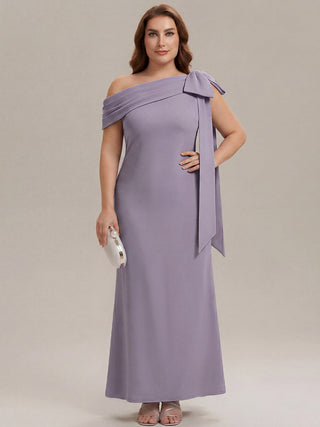 Asymmetrical Sleeveless High Stretch Sheath Floor Length Wedding Guest Dress
