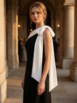 Asymmetrical Sleeveless High Stretch Sheath Floor Length Wedding Guest Dress
