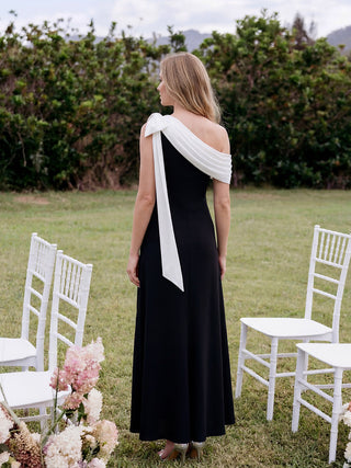 Asymmetrical Sleeveless High Stretch Sheath Floor Length Wedding Guest Dress