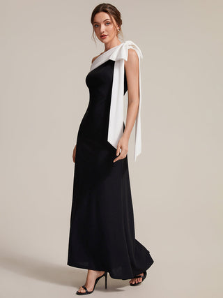 Asymmetrical Sleeveless High Stretch Sheath Floor Length Wedding Guest Dress