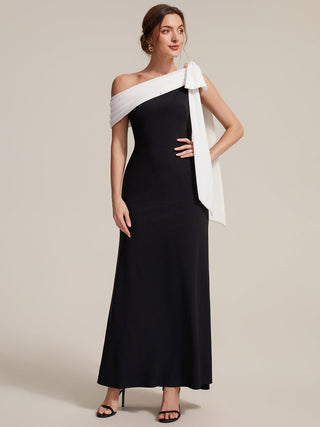 Asymmetrical Sleeveless High Stretch Sheath Floor Length Wedding Guest Dress