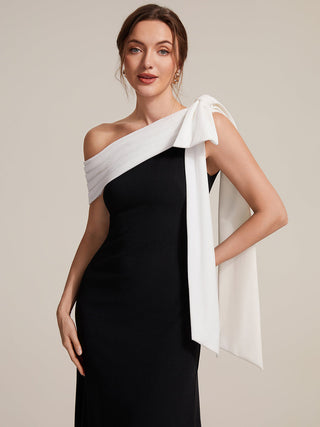Asymmetrical Sleeveless High Stretch Sheath Floor Length Wedding Guest Dress