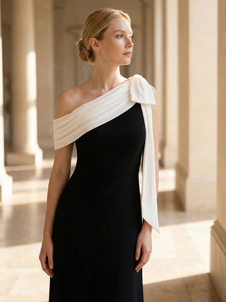 Asymmetrical Sleeveless High Stretch Sheath Floor Length Wedding Guest Dress