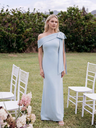 Asymmetrical Sleeveless High Stretch Sheath Floor Length Wedding Guest Dress