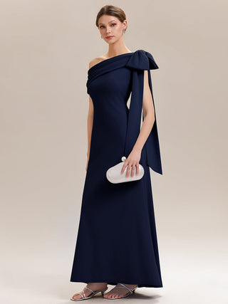 Asymmetrical Sleeveless High Stretch Sheath Floor Length Wedding Guest Dress