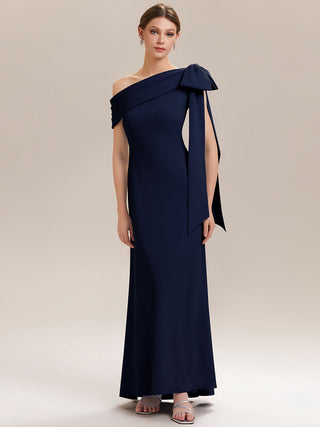 Asymmetrical Sleeveless High Stretch Sheath Floor Length Wedding Guest Dress