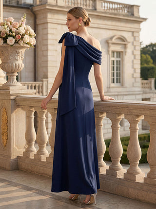 Asymmetrical Sleeveless High Stretch Sheath Floor Length Wedding Guest Dress