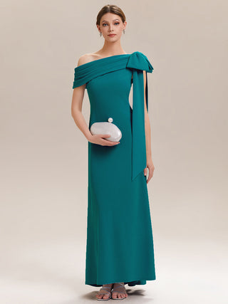 Asymmetrical Sleeveless High Stretch Sheath Floor Length Wedding Guest Dress