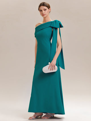 Asymmetrical Sleeveless High Stretch Sheath Floor Length Wedding Guest Dress