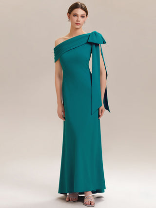 Asymmetrical Sleeveless High Stretch Sheath Floor Length Wedding Guest Dress
