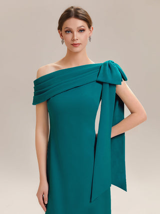 Asymmetrical Sleeveless High Stretch Sheath Floor Length Wedding Guest Dress