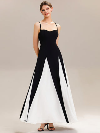 Strapless Adjustable Spaghetti Straps A-Line Floor Length Wedding Guest Dresses