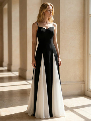 Strapless Adjustable Spaghetti Straps A-Line Floor Length Wedding Guest Dresses
