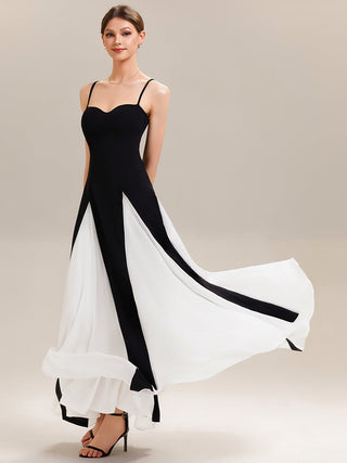 Strapless Adjustable Spaghetti Straps A-Line Floor Length Wedding Guest Dresses