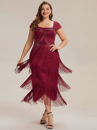 Strapless Sheath Midi Length Square Neck Beaded Wedding Guest Dress