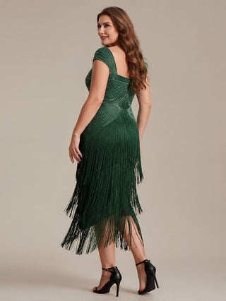 Strapless Sheath Midi Length Square Neck Beaded Wedding Guest Dress