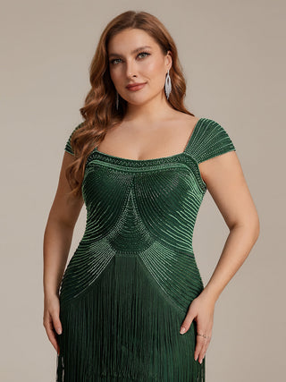 Strapless Sheath Midi Length Square Neck Beaded Wedding Guest Dress