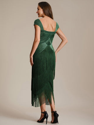 Strapless Sheath Midi Length Square Neck Beaded Wedding Guest Dress