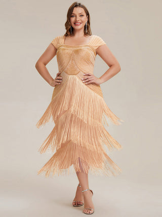 Strapless Sheath Midi Length Square Neck Beaded Wedding Guest Dress