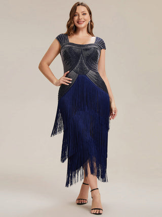 Strapless Sheath Midi Length Square Neck Beaded Wedding Guest Dress