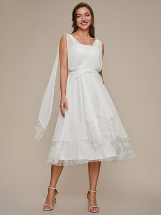 Chiffon Ribbon Sleeveless A-Line Wedding Guest Dress